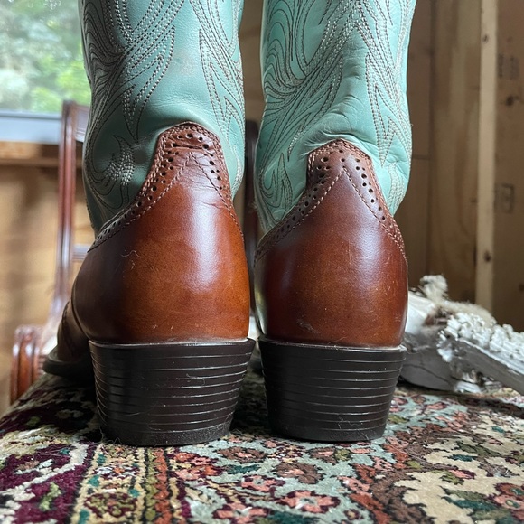 Ariat Mesquite Aquamarine Blue Cowboy Leather Roper Packer Boots Square Toe 7 - Picture 14 of 16